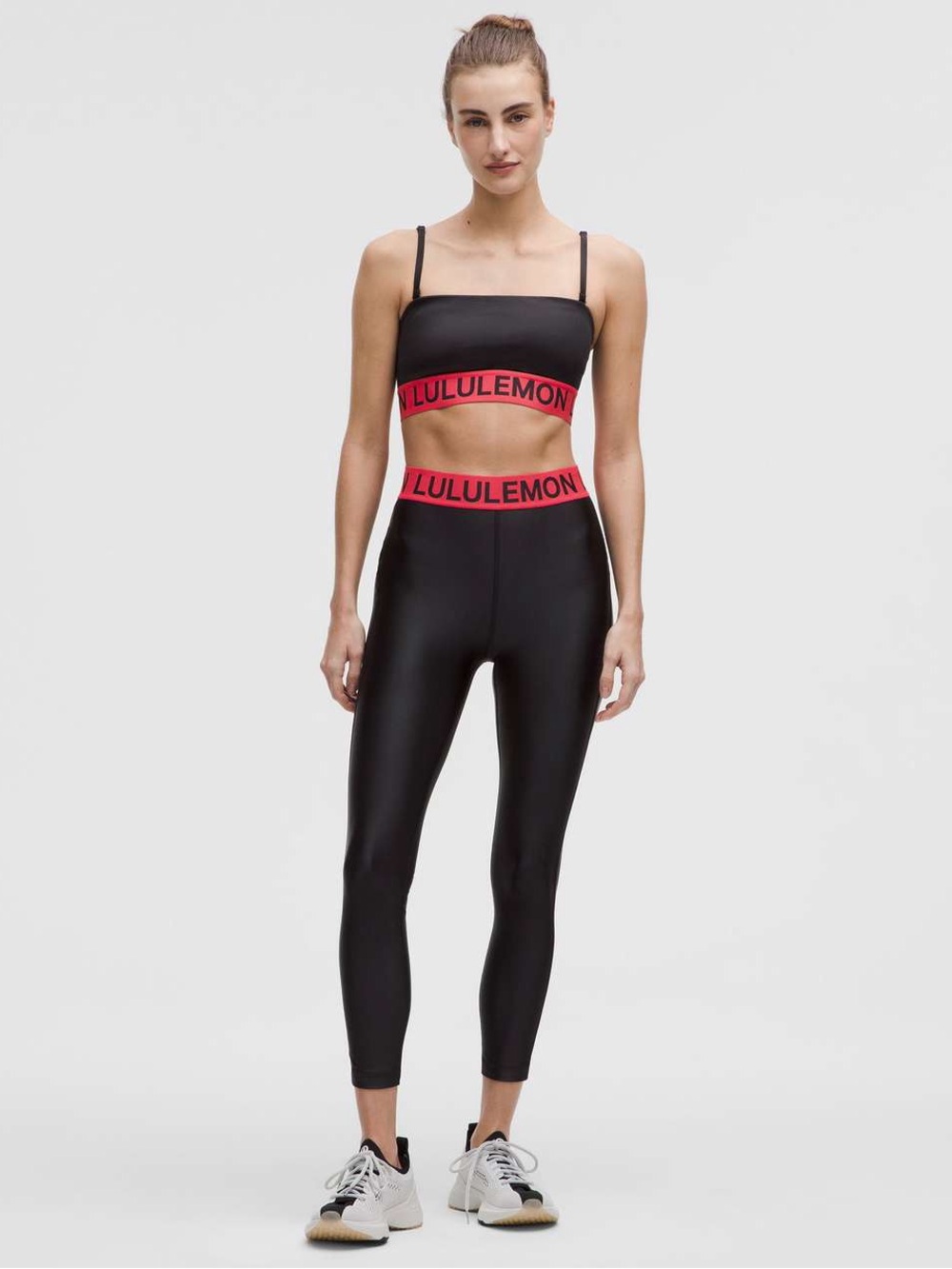 NWOT Lululemon Satin Shine High-Rise Train Tight 25.5" Black/Red Glow Size 4